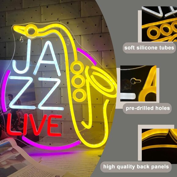 New Jazz Saxophone Neon Sign, Dimmable LED Light for Man Cave Decor - Picture 4 of 4